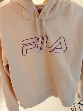 NWOT Fila Cream Hoodie with Purple Logo